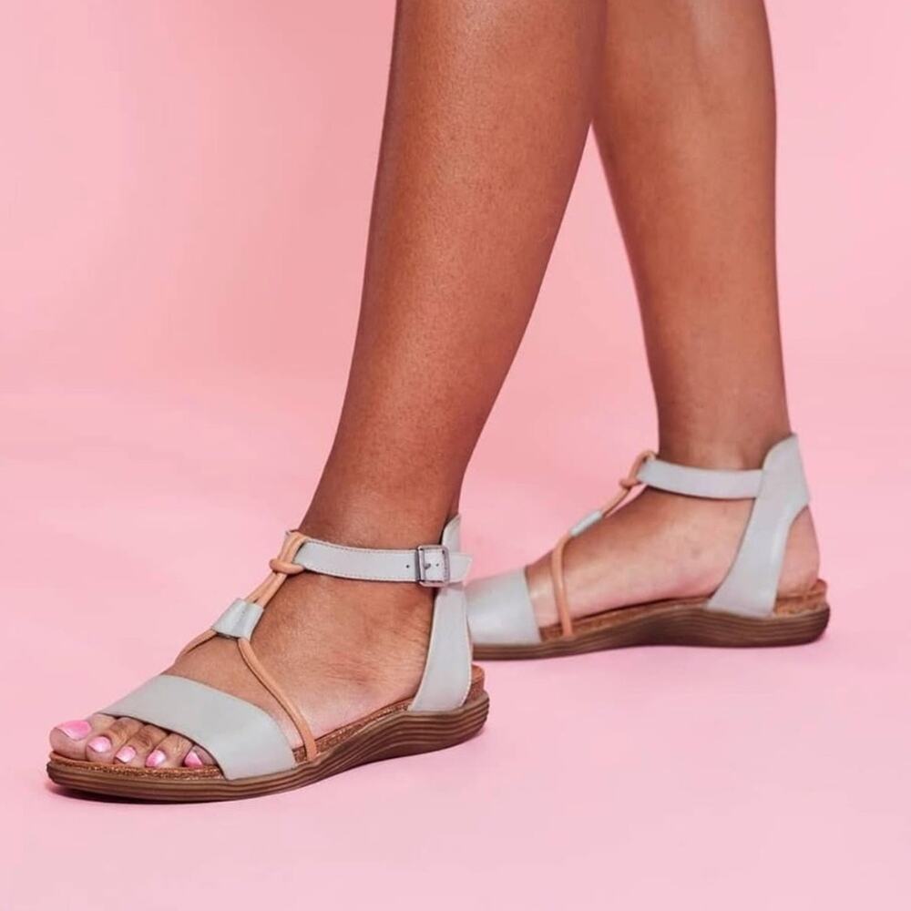 Miz Mooz Medina T Strap Leather Sandal Aquamarine Blue EU 37 US 6.5-7